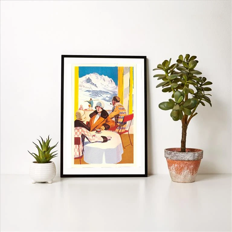 WS-128 Flappers at Ski Resort - Vintage Image Art Print, Individual Print