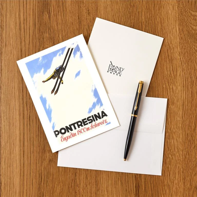 WS-192 Travel Poster for Pontresina - Vintage Image Greeting Card, Pack of 4