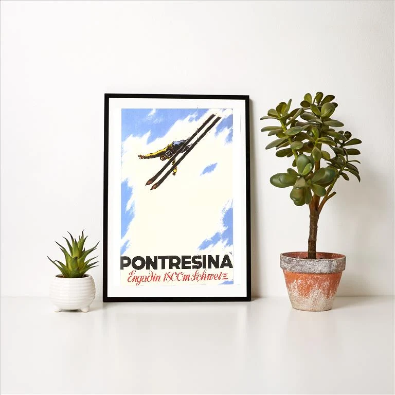 WS-192 Travel Poster for Pontresina - Vintage Image Art Print, Individual Print