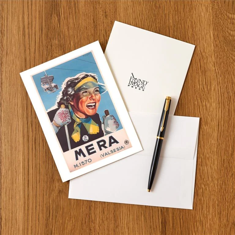 WS-184 Travel Poster for Mera - Vintage Image Greeting Card, Pack of 4