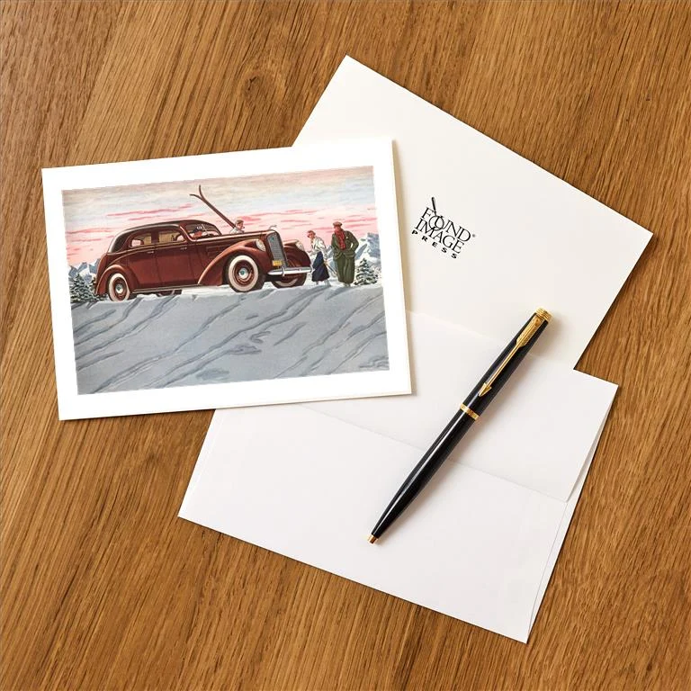 WS-168 Cross-Country Skiing in the Forties - Vintage Image Greeting Card, Pack of 4