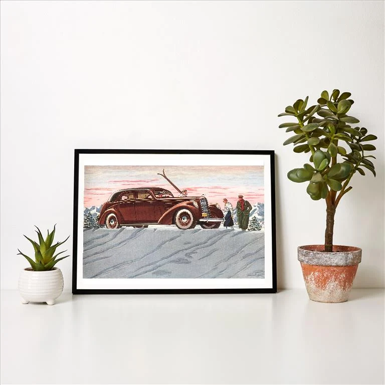 WS-168 Cross-Country Skiing in the Forties - Vintage Image Art Print, Individual Print