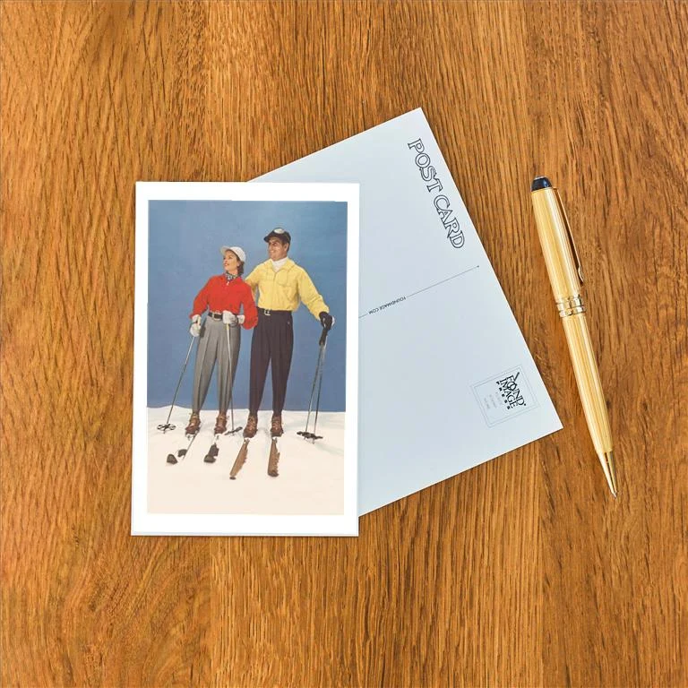 WS-59 Couple Modeling Fifties Skiwear - Vintage Image Postcard, Pack of 10