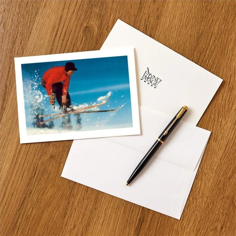 WS-105 Mogul Skier - Vintage Image Greeting Card, Pack of 4