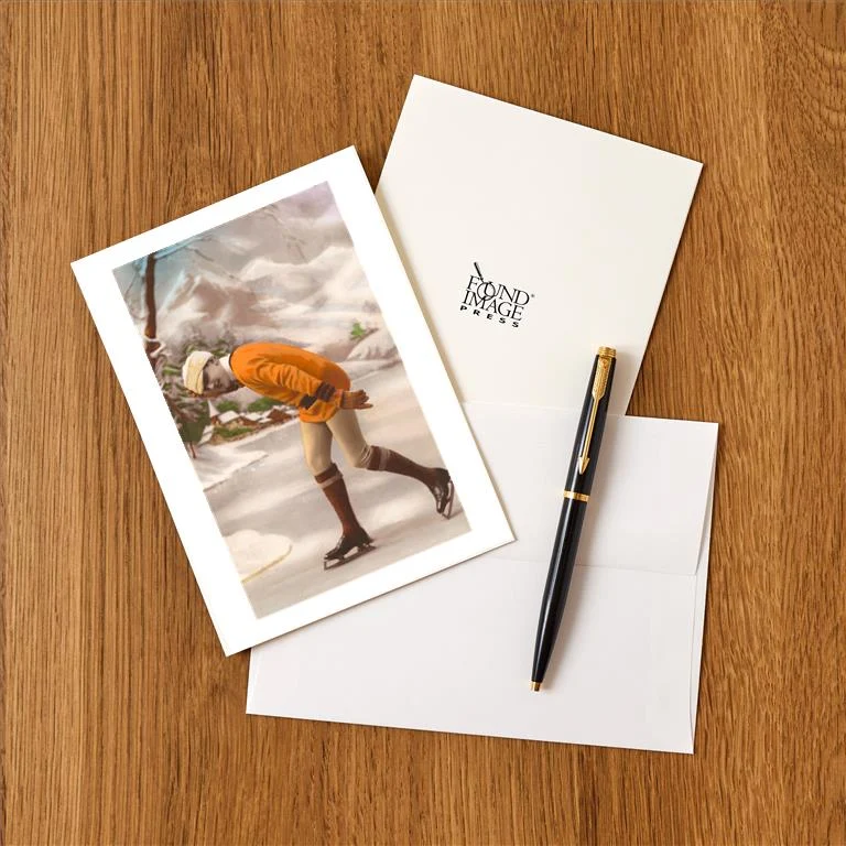 WS-05 Old Fashioned Speed Skater - Vintage Image Greeting Card, Pack of 4