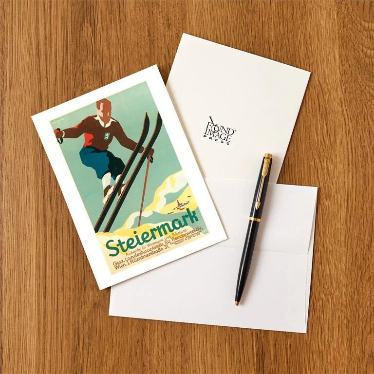 WS-142 Steiermark Ski Poster - Vintage Image Greeting Card, Pack of 4