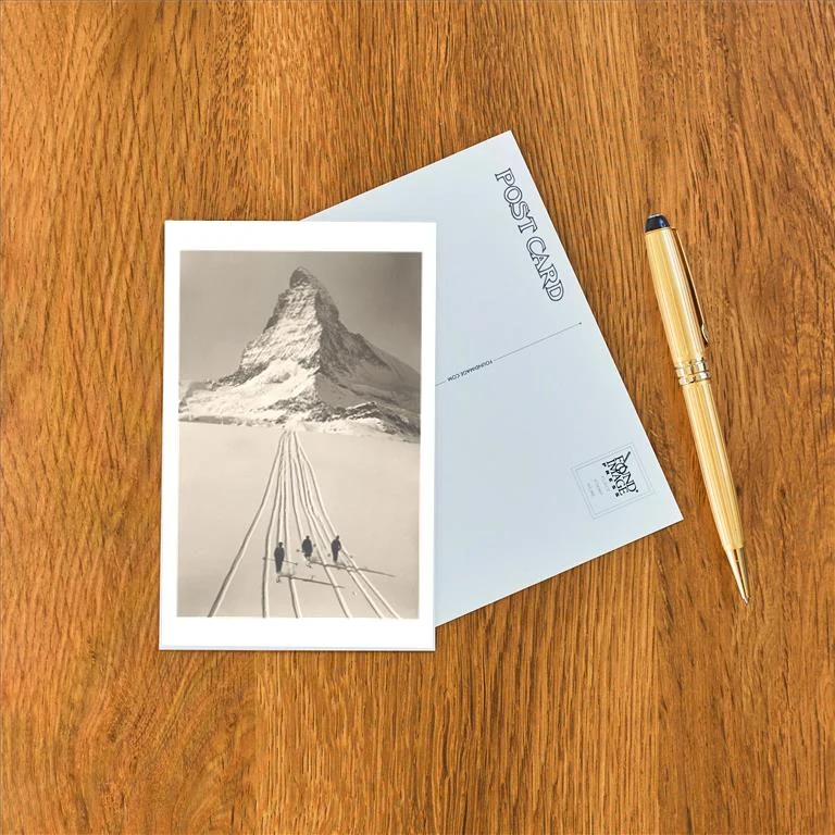 WS-119 Skiers Leaving Matterhorn - Vintage Image Postcard, Pack of 10
