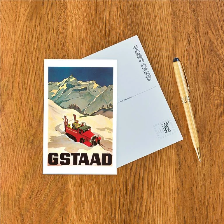 WS-47 Gstaad Ski Poster - Vintage Image Postcard, Pack of 10