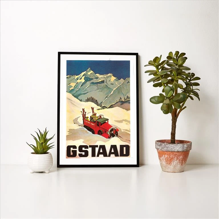 WS-47 Gstaad Ski Poster - Vintage Image Art Print, Individual Print