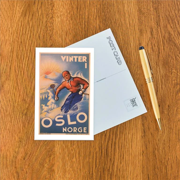 WS-174 Skiing in Oslo, Norway - Vintage Image Postcard, Pack of 10