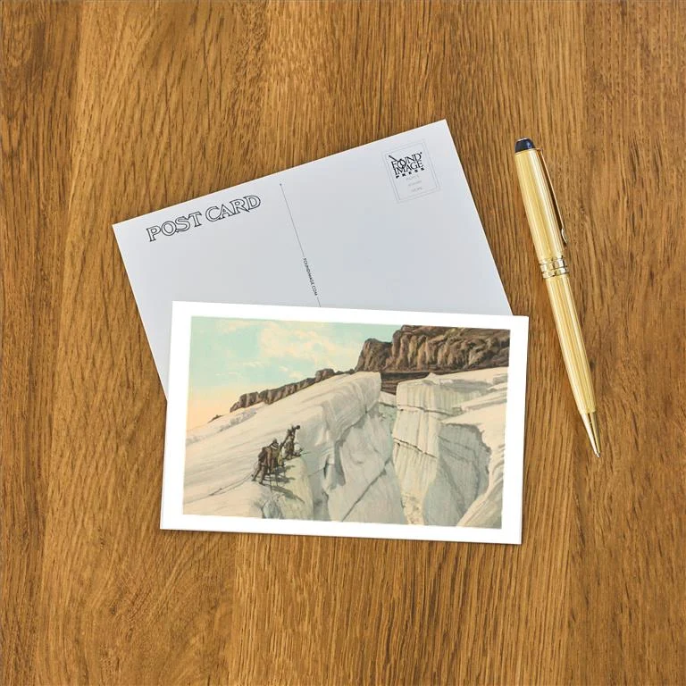 WS-118 Mountain Climbers at Crevasse - Vintage Image Postcard, Pack of 10