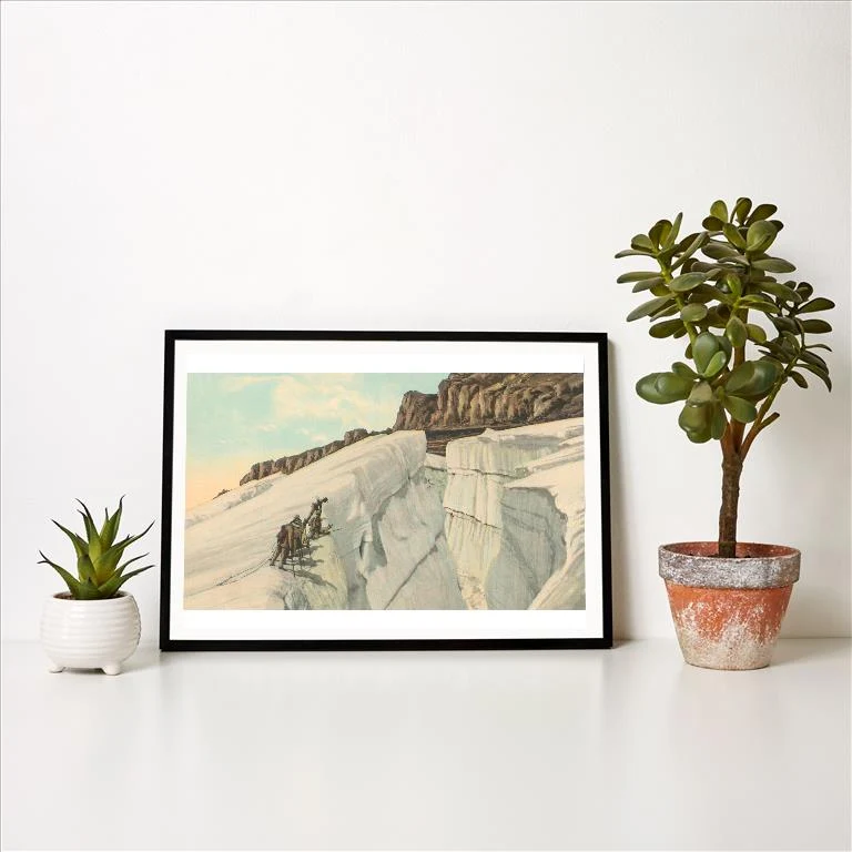 WS-118 Mountain Climbers at Crevasse - Vintage Image Art Print, Individual Print