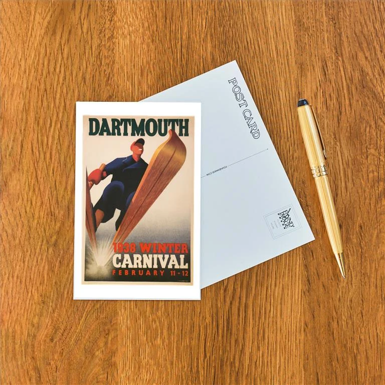 WS-137 Skier, Dartmouth Winter Carnival - Vintage Image Postcard, Pack of 10