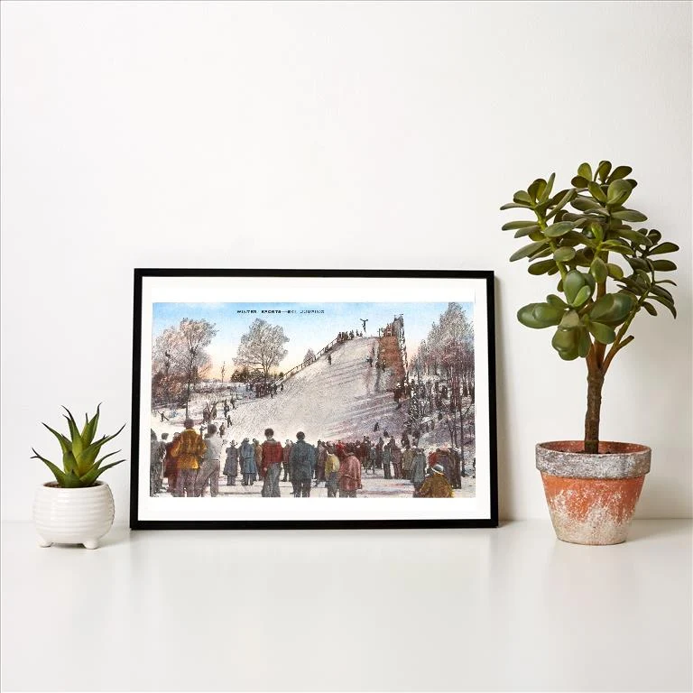WS-09 Ski Jumping - Vintage Image Art Print, Individual Print