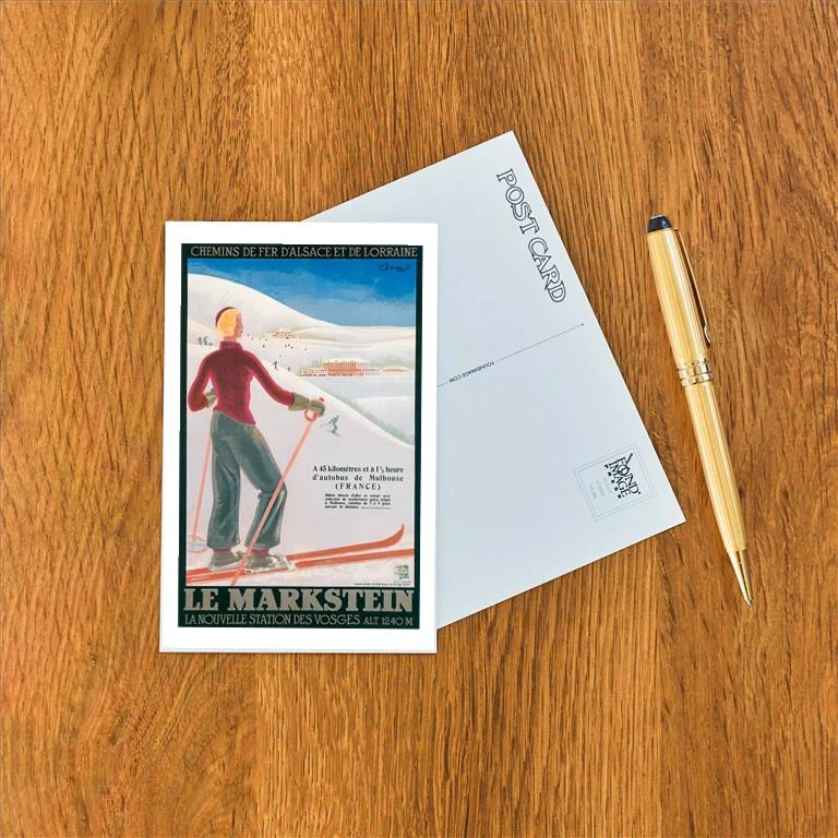 WS-141 French Ski Poster with Woman Skier - Vintage Image Postcard, Pack of 10