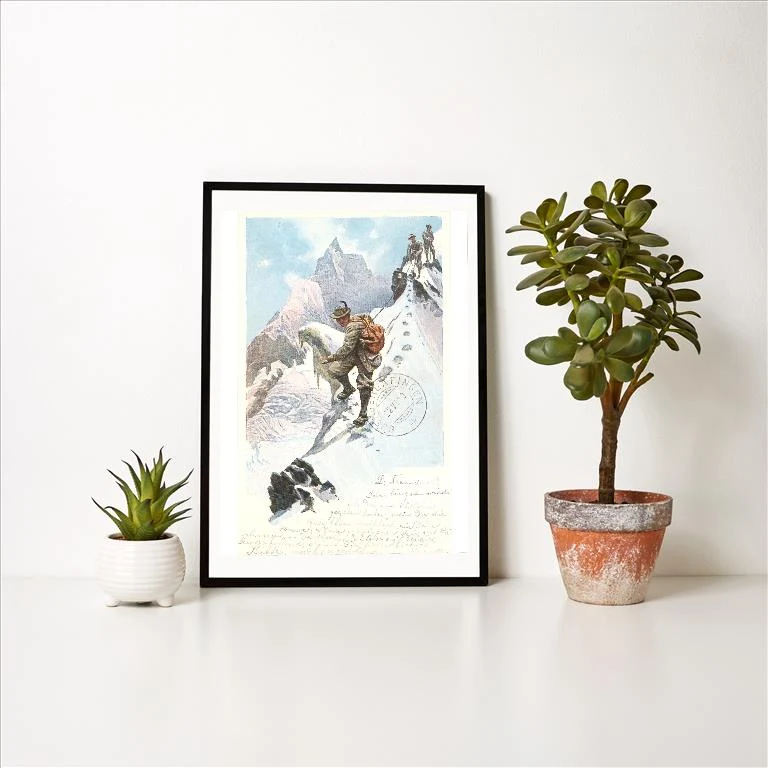 WS-03 Mountain Climbing in the Alps - Vintage Image Art Print, Individual Print