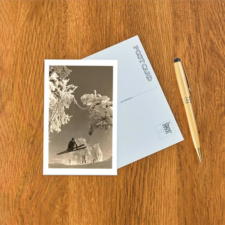WS-87 Airborne Skier Amid Frost-Laden Trees - Vintage Image Postcard, Pack of 10