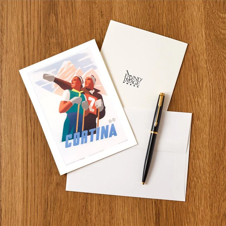 WS-186 Travel Poster for Cortina - Vintage Image Greeting Card, Pack of 4
