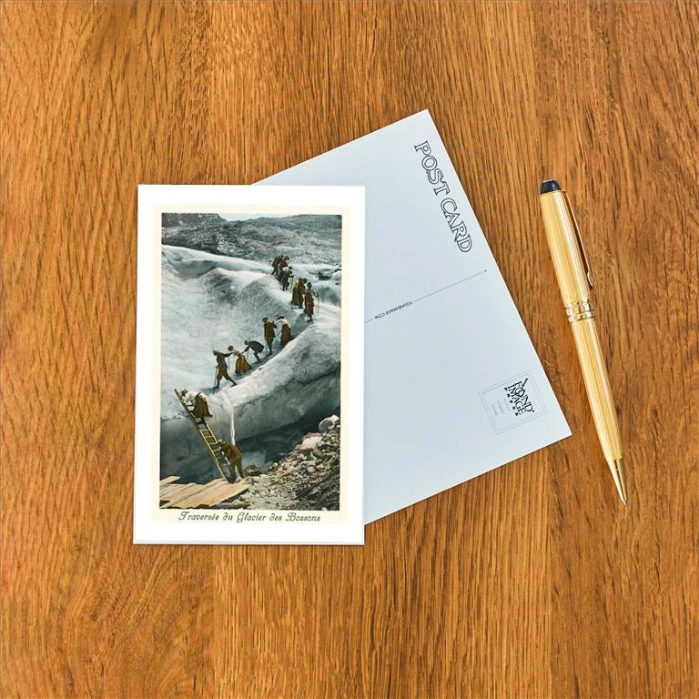 WS-159 Traversing the Bossons Glacier, French Alps - Vintage Image Postcard, Pack of 10