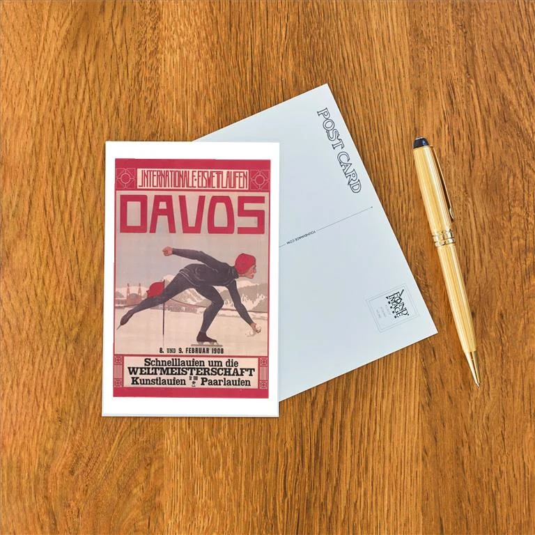 WS-176 Poster for Speed Skating in Davos - Vintage Image Postcard, Pack of 10