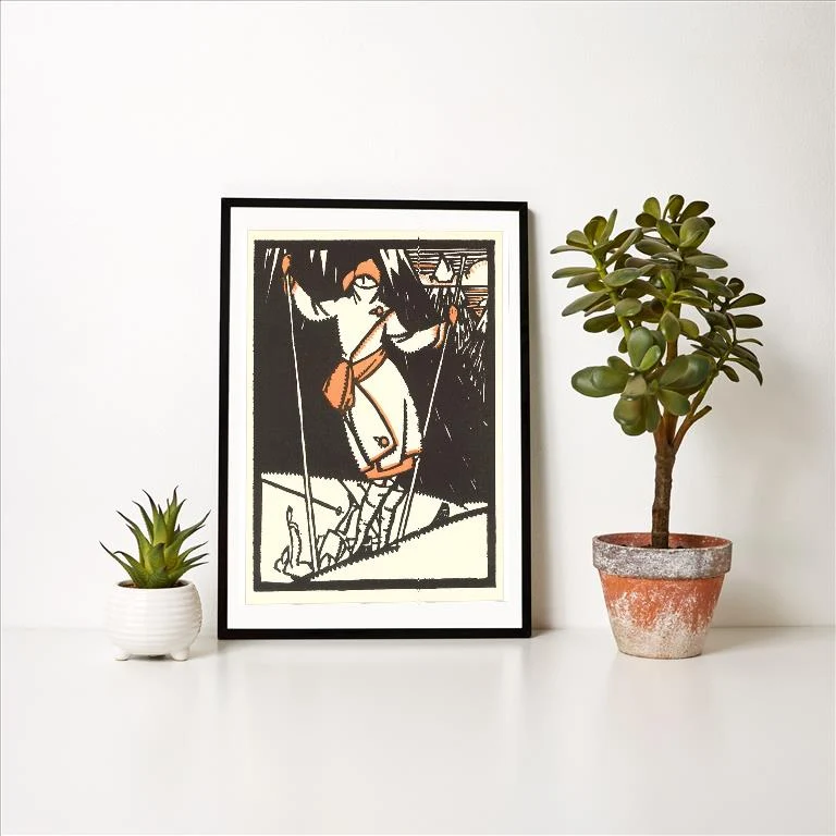WS-108 Woman Skier - Vintage Image Art Print, Individual Print
