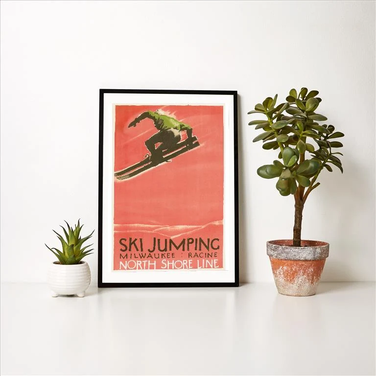 WS-133 Ski Jumping Poster - Vintage Image Art Print, Individual Print