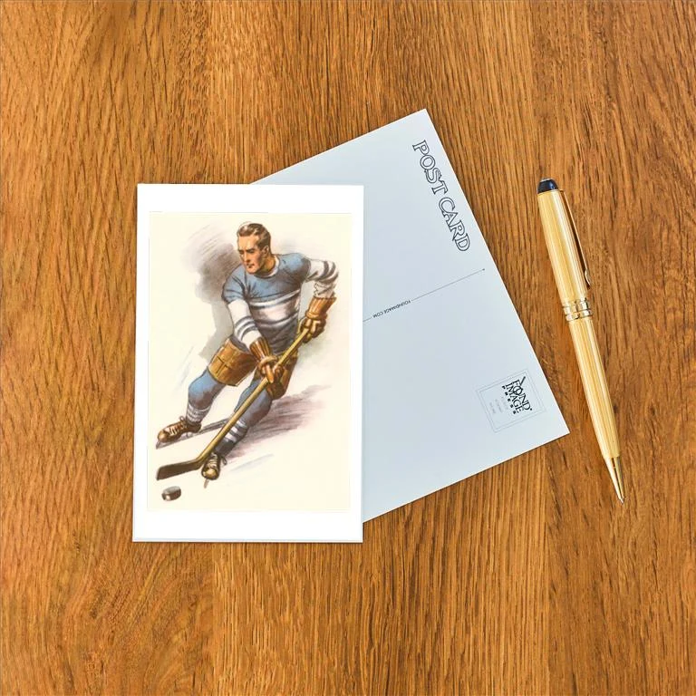 WS-19 Ice Hockey Player - Vintage Image Postcard, Pack of 10