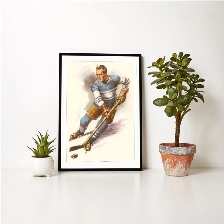 WS-19 Ice Hockey Player - Vintage Image Art Print, Individual Print