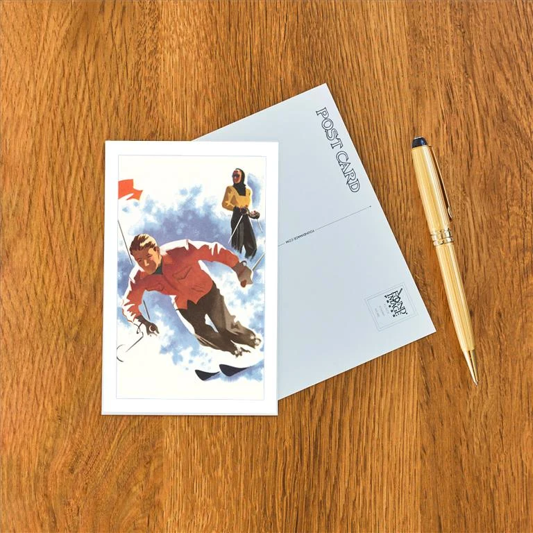 WS-67 Slalom Racing Down Ski Slope - Vintage Image Postcard, Pack of 10