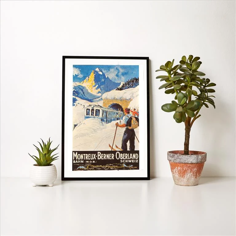WS-42 Montreux Ski Poster - Vintage Image Art Print, Individual Print