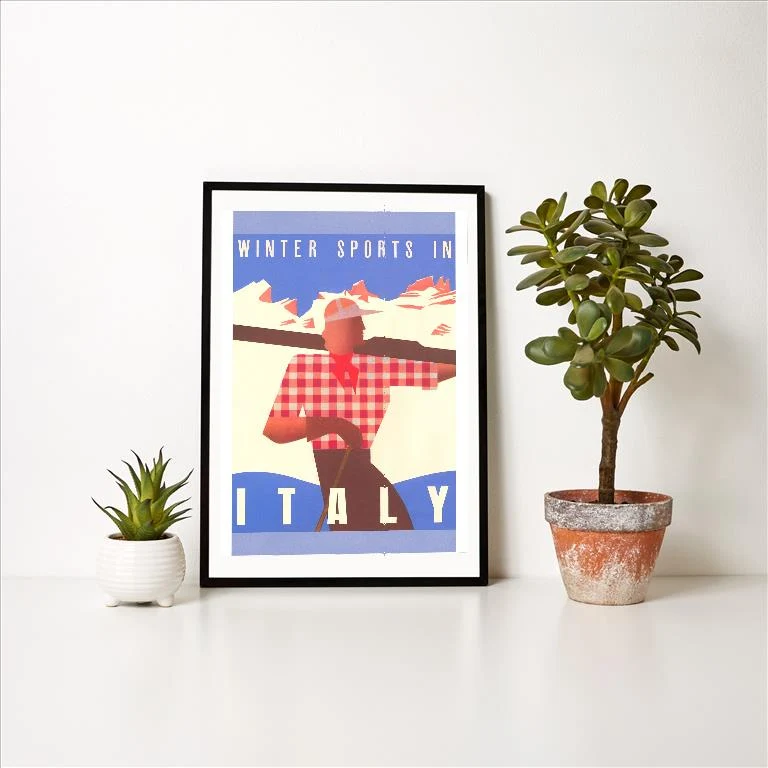 WS-49 Winter Sports in Italy, Graphics - Vintage Image Art Print, Individual Print