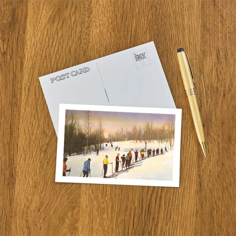WS-25 Line of Cross Country Skiers - Vintage Image Postcard, Pack of 10