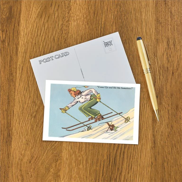 WS-117 Proficient Woman Skier - Vintage Image Postcard, Pack of 10