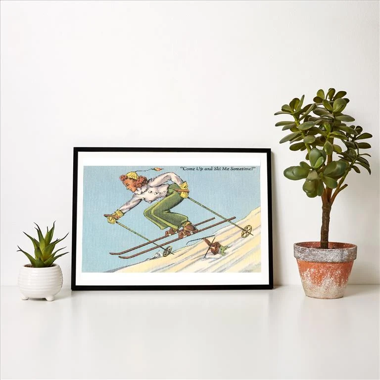 WS-117 Proficient Woman Skier - Vintage Image Art Print, Individual Print