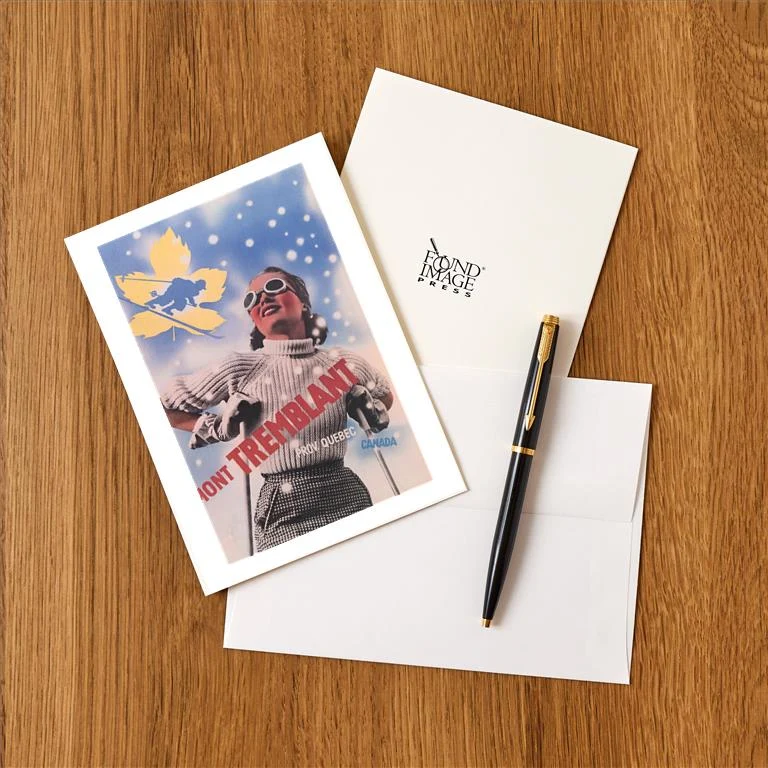 WS-178 Skiing at Mont Tremblant, Quebec - Vintage Image Greeting Card, Pack of 4