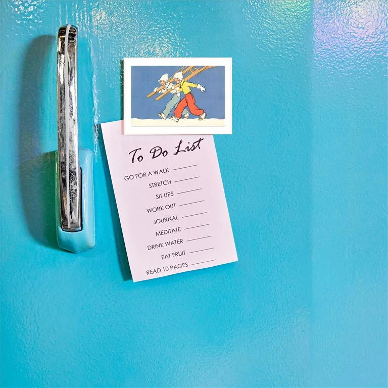 WS-113 Little Girls Heading Off to Ski - Vintage Image Magnet, Pack of 6
