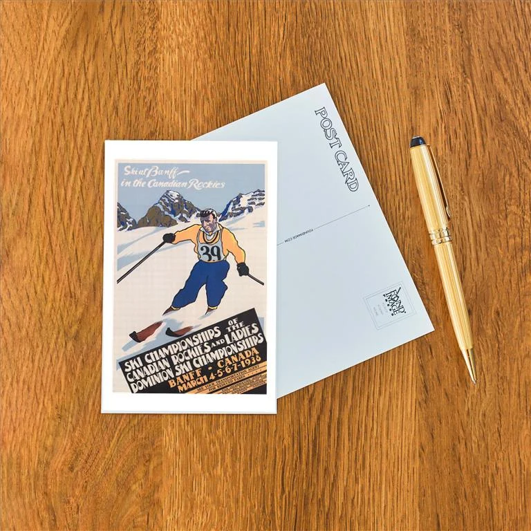 WS-177 Skiing at Banff, Alberta - Vintage Image Postcard, Pack of 10