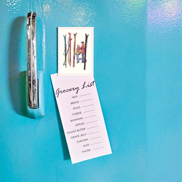 WS-56 Couple with Sets of Skis - Vintage Image Magnet, Pack of 6
