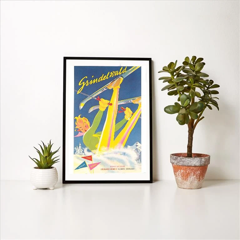 WS-41 Grindelwald Ski Resort, Graphics - Vintage Image Art Print, Individual Print