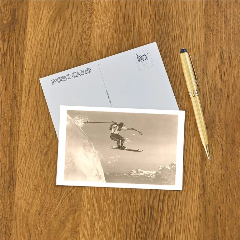 WS-91 Airborne Skier Over Mountains - Vintage Image Postcard, Pack of 10