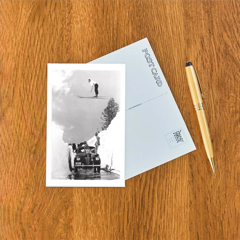 WS-13 Man Ski-Jumping over Road - Vintage Image Postcard, Pack of 10