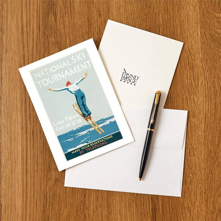 WS-139 Ski Jumper, National Tournament - Vintage Image Greeting Card, Pack of 4