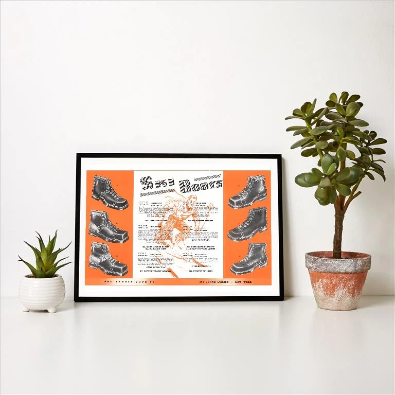 WS-166 Ski Boots - Vintage Image Art Print, Individual Print
