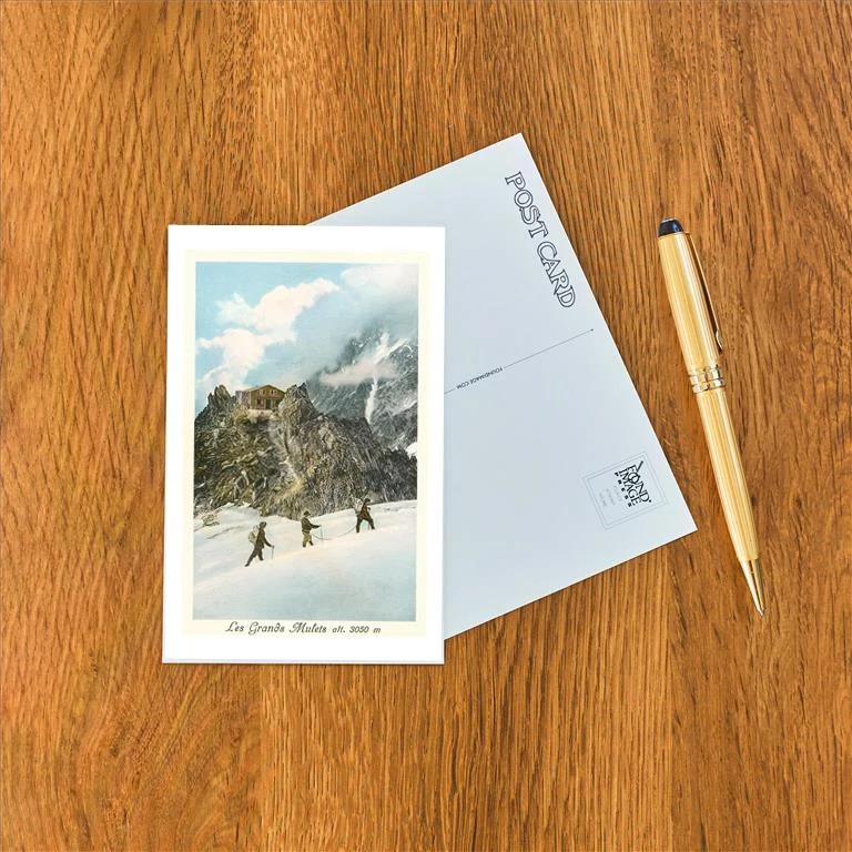WS-158 Les Grands Mulets, Winter Hikers in the Alps - Vintage Image Postcard, Pack of 10