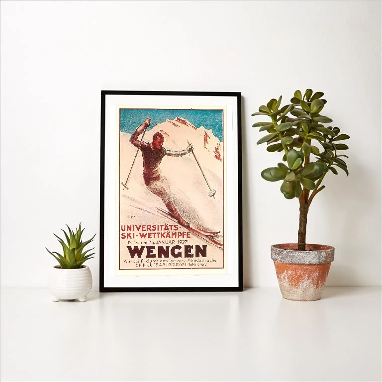 WS-37 Announcement for Ski Competition - Vintage Image Art Print, Individual Print
