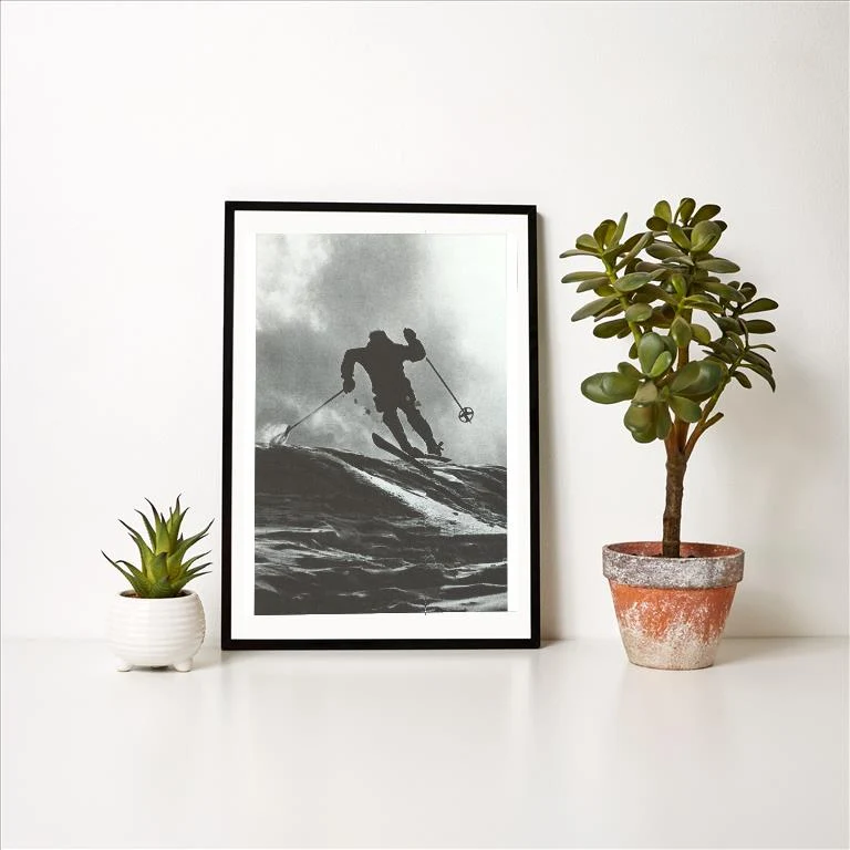 WS-57 Aggressive Downhill Skier - Vintage Image Art Print, Individual Print