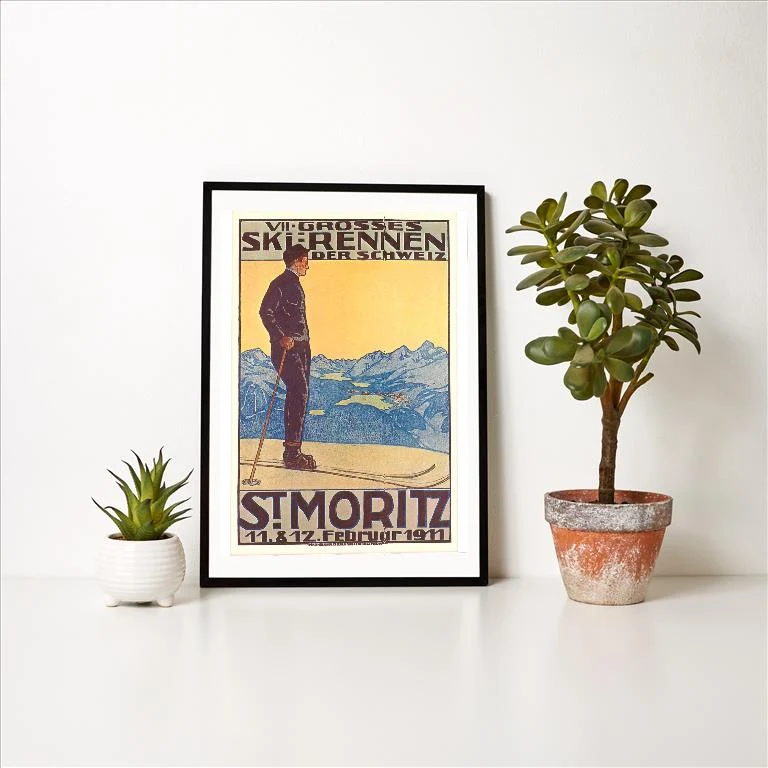 WS-45 St. Moritz Ski Run - Vintage Image Art Print, Individual Print