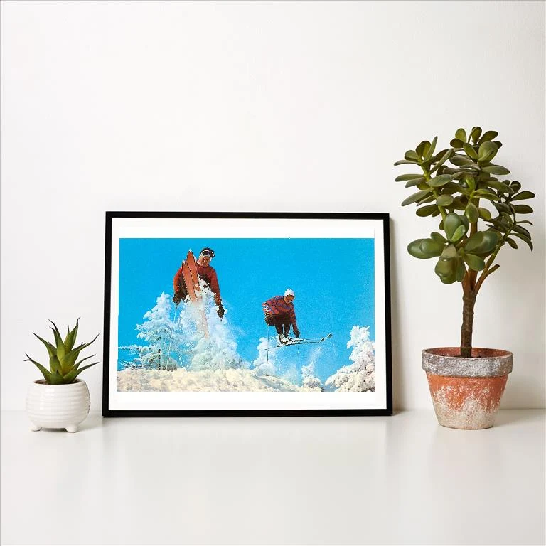 WS-33 Skiing Moguls - Vintage Image Art Print, Individual Print
