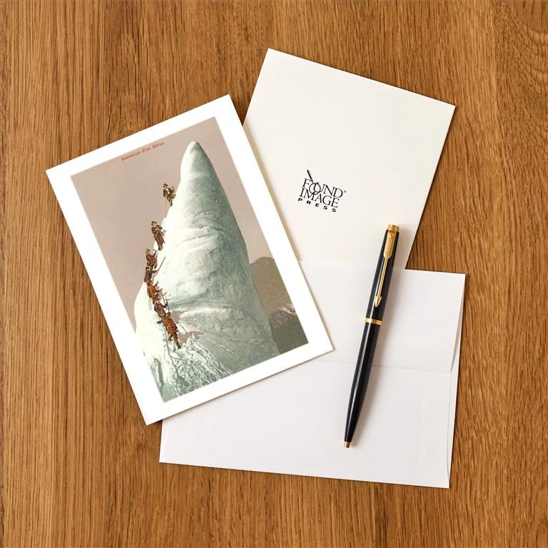 WS-76 Ascending a Serac with Ice Climbing Equipment - Vintage Image Greeting Card, Pack of 4