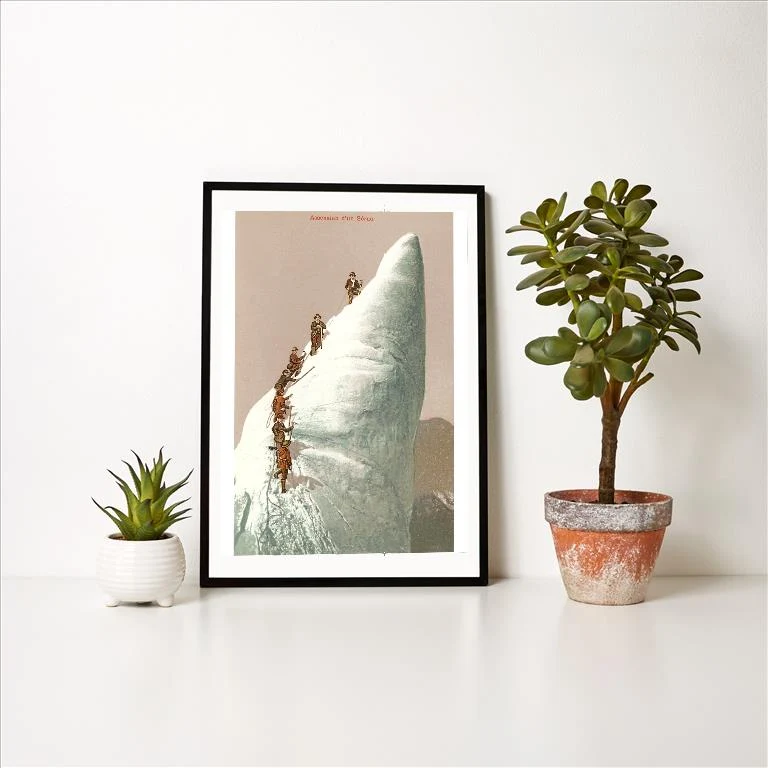 WS-76 Ascending a Serac with Ice Climbing Equipment - Vintage Image Art Print, Individual Print